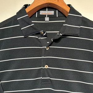 Peter Millar Summer Comfort Polo Shirt Sz XL Mens Black White Striped Golf